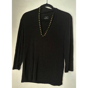 Grace Women’s M Black Soft Knit Blouse Elegant Flowy Lightweight dark fairy y2k